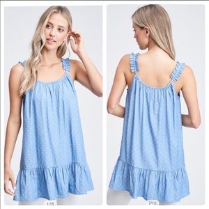 🎉 HP 🎉 Paper Moon Light Blue Polka Dot Top